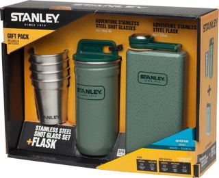 Stanley Adventure Steel Shots+Flask Gift Set Hammertone Green