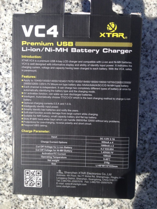 Зарядка XTAR VC4 для Li-ion и Ni-MH аккумуляторов